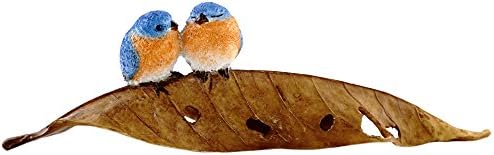 Top Collection Miniature Fairy Garden and Terrarium Statue, Bluebirds on Leaf