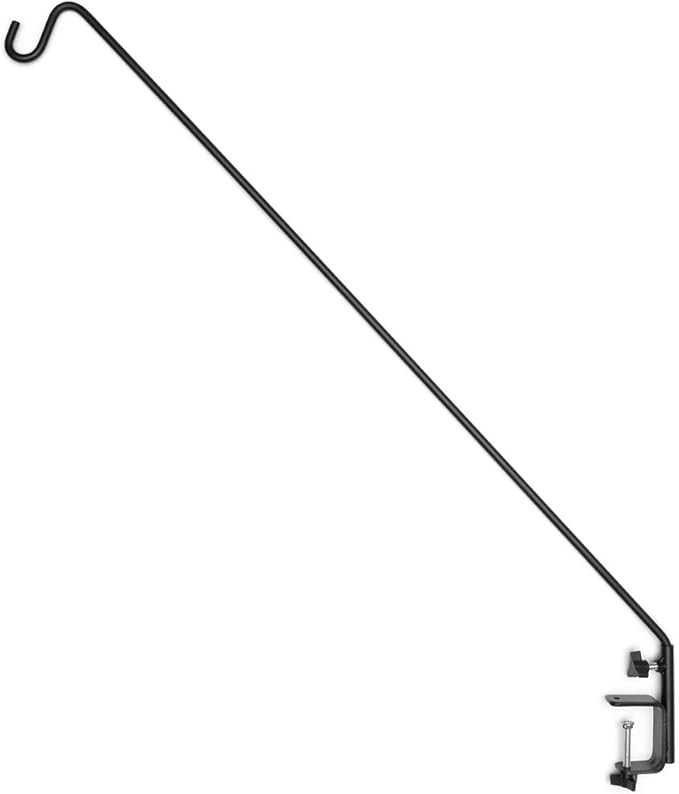 Ashman Deck Hook (1 Pack, 49-Inch Deck Hook), Double Forged Solid Metal Single Piece Rod, Ideal for Bird Feeders, Plant Hangers, Coconut Shell Hanging Baskets, and Lanterns.