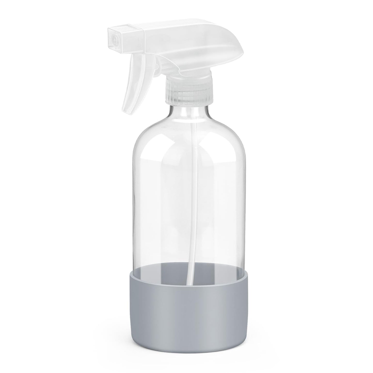 Glass Spray Bottles with Silicone Sleeve Protection, Empty 16 oz Refillable Containers, Reusable Spray Bottles with Adjustable Nozzle for Hair, Cleaning Solutions, Essential Oils 1 Pack Grey
