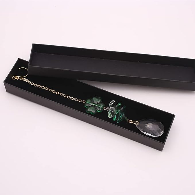 Crystal Hanging Decorations-Hanging Ornament Crystals with Leaf Clover Suncatchers with Crystal Ball for Home, Office, Garden and Festival Decoration