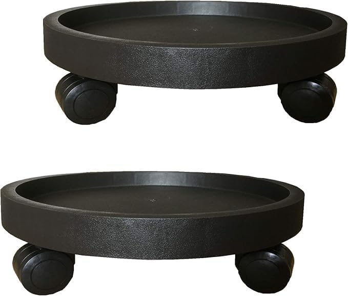 WanderingDonkey 2 Pack of 14 Inch Heavy Duty Plant Caddy with Wheels,Rolling Plant Stand Pot Trolley, Potted Flower Mover Dolly with Casters Round Coaster for Indoor Outdoor, Brown