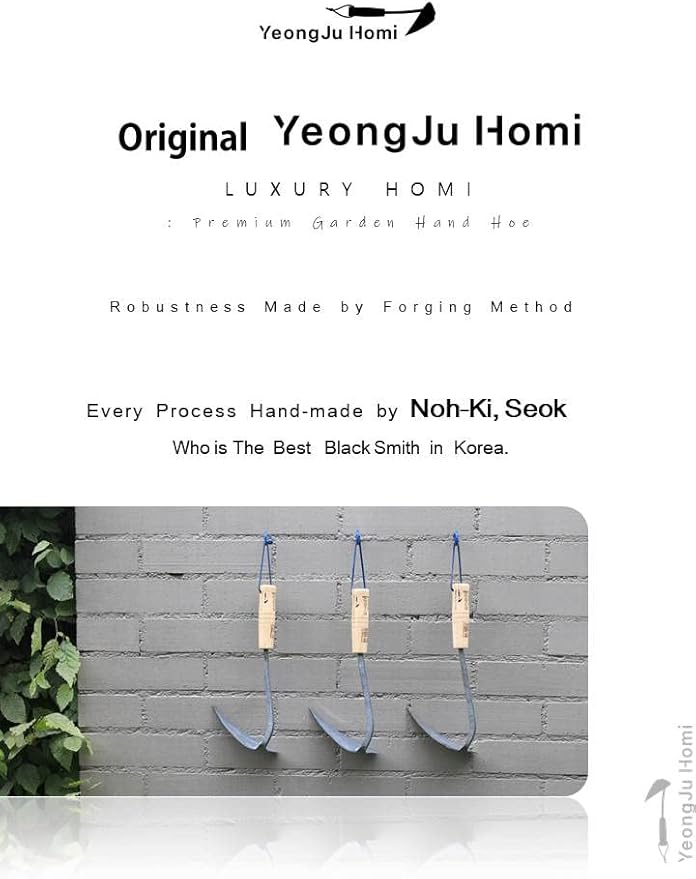 Original Hand Hoe with Hanging Loop & Mini Homi Made by Korean Master Blacksmith Seok NOH-KI (Standard Plus Mini)