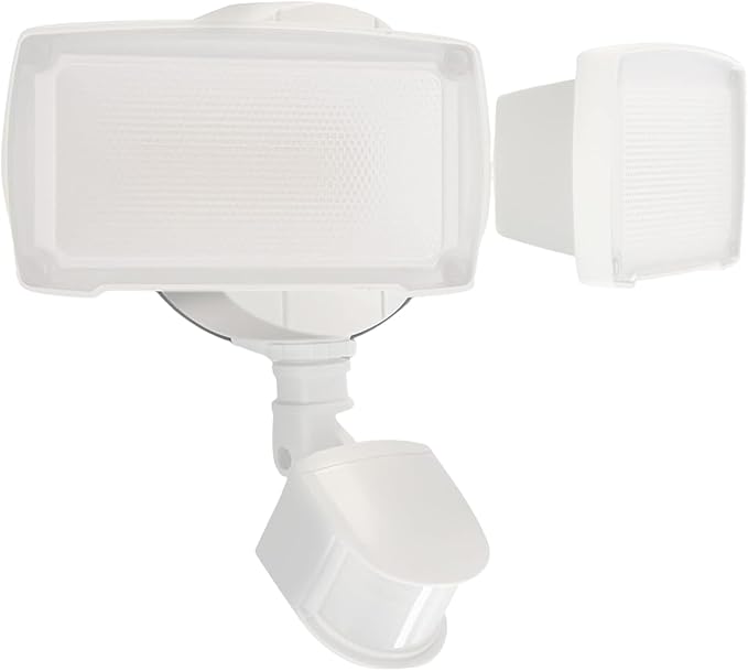 UME 19W LED Security Lights Motion Sensor Light Outdoor, 2000LM Motion Flood Light, 5000K, IP65 Waterproof, 2 Adjustable Head Motion Detector Security Light for Exterior,Outside,Garage,Yard(White)