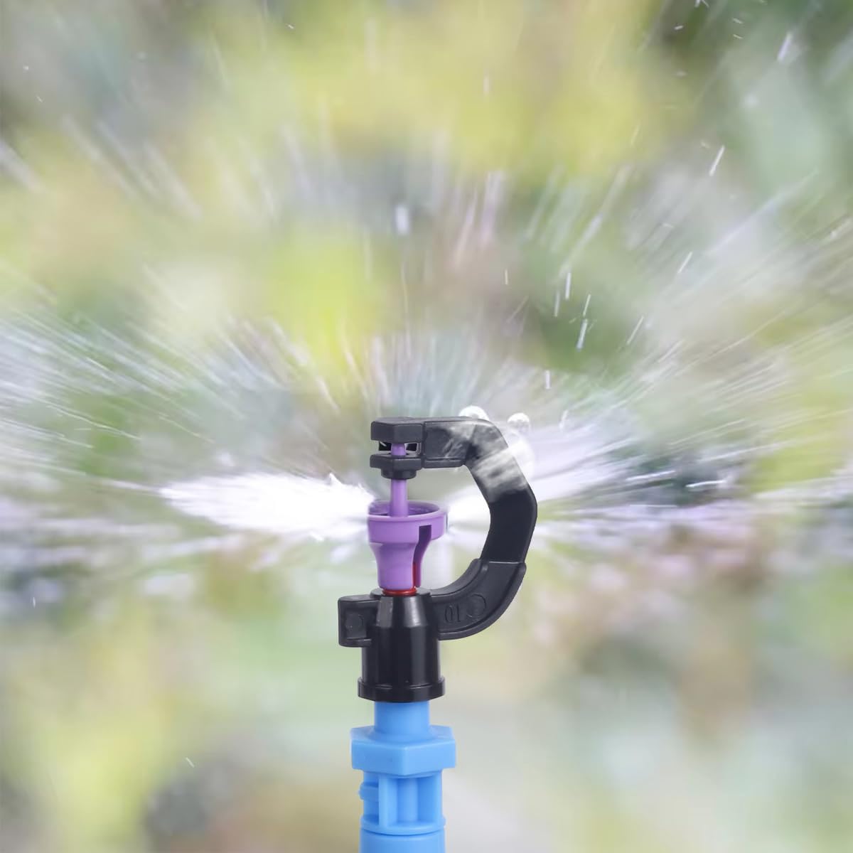 26FT/8M Rotary Sprinkler Drip Irrigation System, Adjustable Complete Drip Irrigation Kit with Rotary Sprinkler, 1/2" and 1/4" Irrigation Tubing and Barbed Fittings for Garden,Raised Beds,Yard,Lawn
