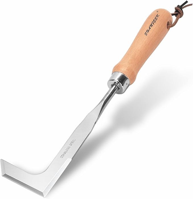 SHANFEEK Crack Weeder Weed Remover Tool for Garden Yard Weed Puller Hoe Gardening Tools Stainless Steel One-Piece Molding(L-Type)