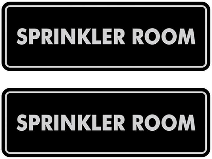 Signs ByLITA Standard Sprinkler Room Sign (Black/Silver) - Medium 2 Pack