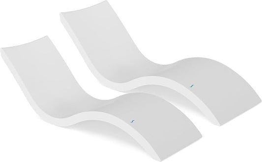 Ledge Lounger - Signature Chaise - Inside Pool & Sun Shelf Lounge Chair - Designed for Shallow Shelves Up to 9” - Compatible with All Pool Types - Poolside & Sun Deck Tanning - Set of 2 - White