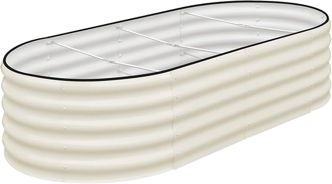 SnugNiture Galvanized Raised Garden Bed, 8x4x1.5ft Oval Metal Planter Box for Planting Outdoor Plants Vegetables