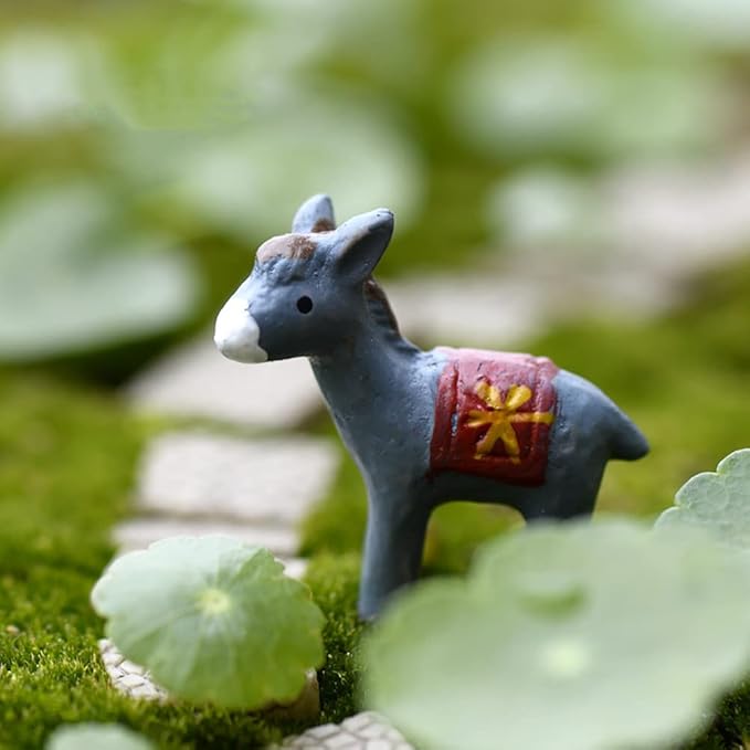 MAOMIA 20pcs Miniature Donkey Figurines Easter Cake Toppers, Mini Donkey DIY Craft Plant Pot Fairy Garden Landscape Decor Ornament