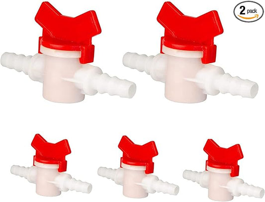 2 Pack Barbed Ball Valve 5/16" OD In-Line Ball Valve Shut-Off Switch with Hose Barb for Drip Irrigation and Aquariums Agricultura Garden