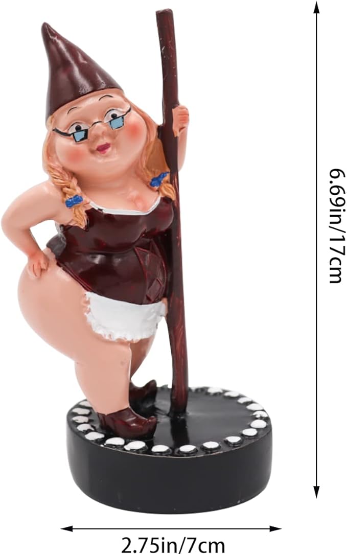 Pole Dancing Gnome Statue, Resin Garden Gnome Statues, Funny Outdoor Gnome Figure, Creative Garden Spring Decoration, Pole Dance Garden Gnome, Spring Garden Statue(6.7"/17 cm)
