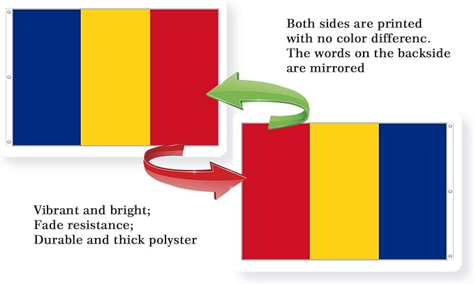 Romania Extra Large Flag 6x10FT Giant Romanian National Polyester Banner With 3 Grommets Fade Resistant Vivid Color For Patriotic Festival Events Party Decoration (Romania, 6x10FT)