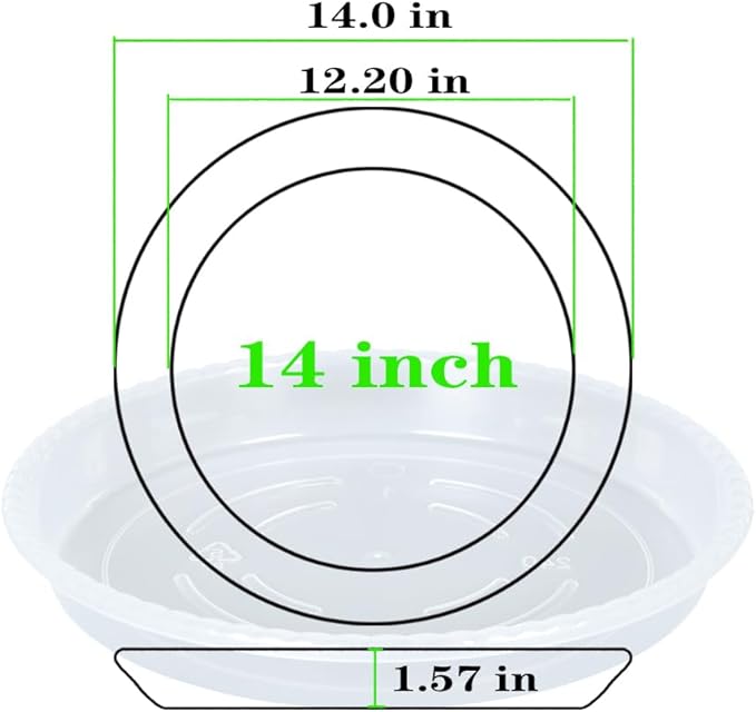 Plant Saucer 6 Pack of 14 inch, Clear Plastic Flower Plant Pot Saucer, Heavy Duty Plant Drip Trays Saucers for Indoor, Plant Water Tray for Planters