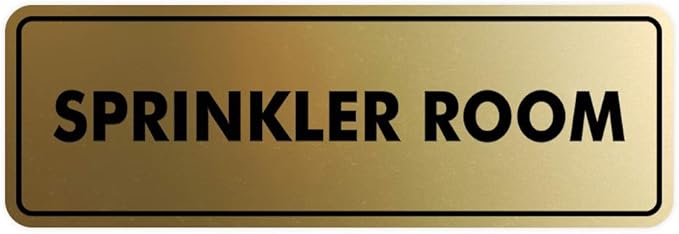 Signs ByLITA Standard Sprinkler Room Sign (Brushed Gold) - Small