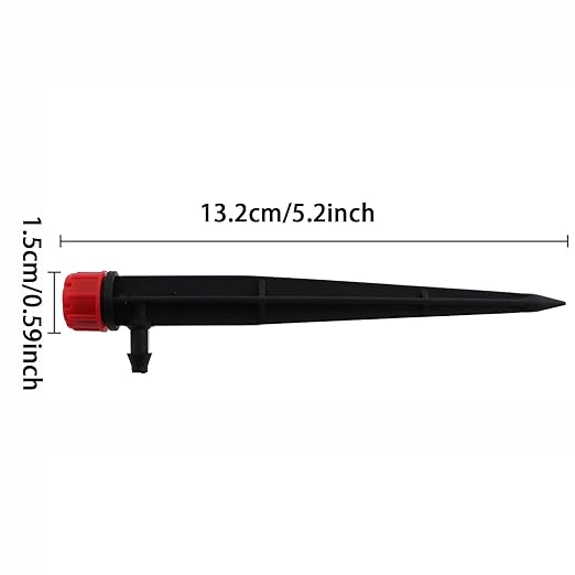 50PCS 13.2x1.5cm Plastic Irrigation Drip Heads Ground Plugged 360 Degree 8 Hole Rod Adjustable Water Flow Drip Irrigation Sprinklers for Garden Residential Watering System