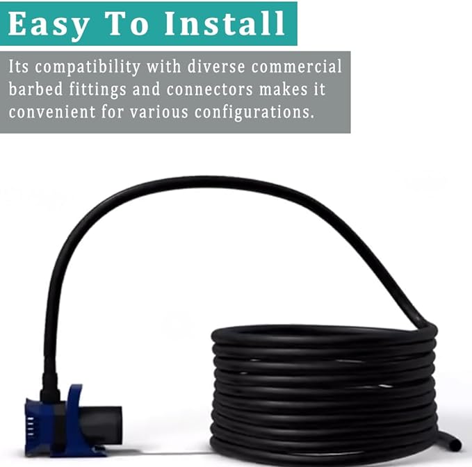 Black Vinyl Tubing 3/4” ID × 1” OD - 50 Feet PVC Flexible Plastic Tube Hybrid Hose, Transfer Water Air Oil for Pond Fountain Garden, Non-toxic and BPA free