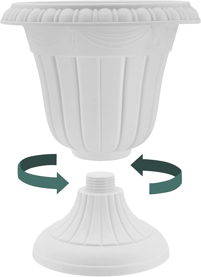 PL20TP Classic Traditional Plastic Urn Planter Indoor/Outdoor, 10" x 12", Taupe