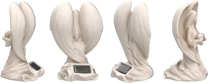 Solar Light Angel Statue, Unique Funeral Memorial Gifts, Light Up Angels in Loving Memory, Remembrance Gift for Loss of Loved One with Condolences Card