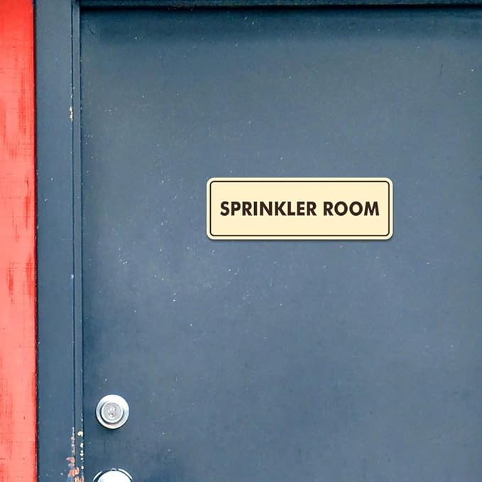 Signs ByLITA Standard Sprinkler Room Sign (Brushed Gold) - Small 2 Pack