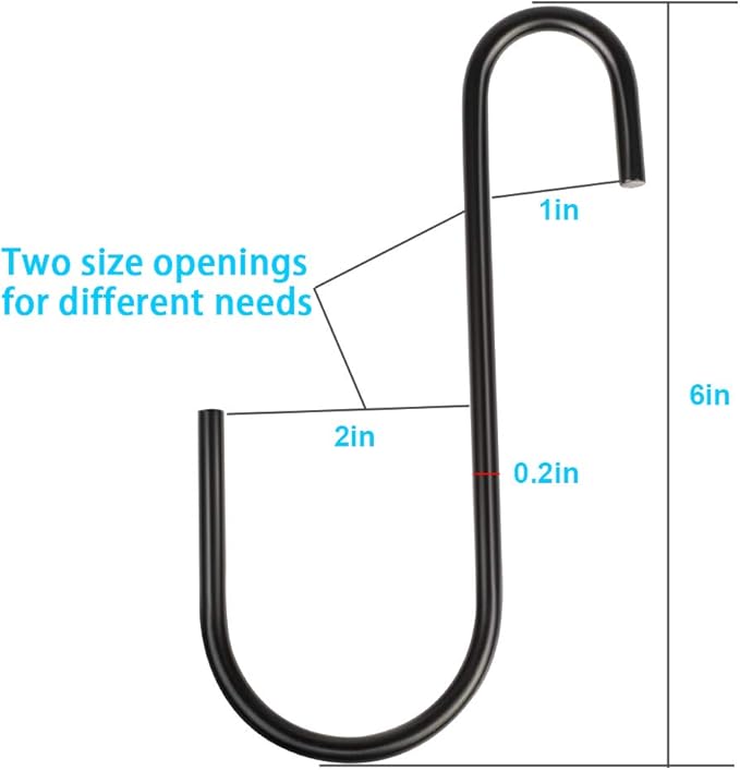 Vindar 3 Pack 6 Inches Bird Feeder Hook Heavy Duty Big S Hooks Hangers for Kitchen, Office, Wind Chimes, Lanterns, Gardening Tools, Hummingbirds Feeders, Bird House, Lanterns