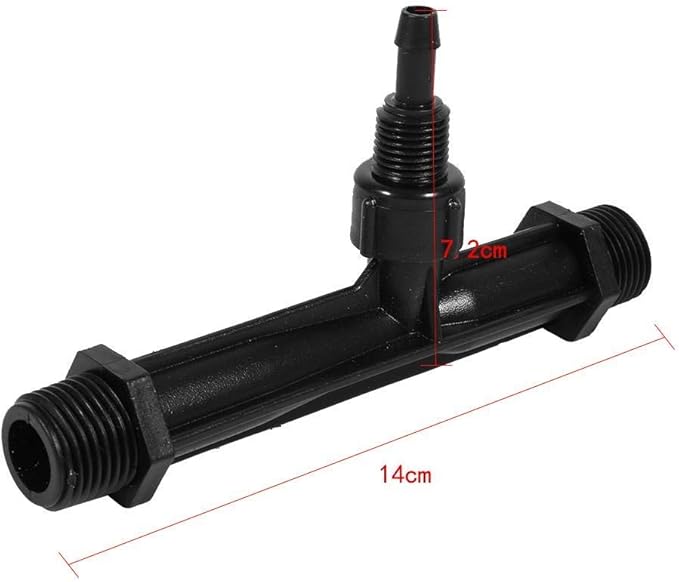 Wytino Fertilizer Injector Tube, Irrigation Venturi Fertilizer Injector 1/2" 3/4” 1” Inch Garden Fertilizer Mixer Injector, Agriculture Device Plastic, Black(1/2 inch)