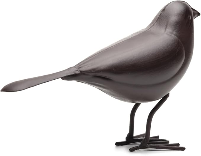 Decorative Small Nostalgia Style Cute Bird Art Iron Sculpture Figurine Home & Office & Garden Decoration, Rust/Brown (American Robin)