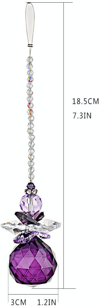 H&D Hanging Crystal Angel Suncatcher Rainbow Maker Guardian Angel Ornament for Home Window Decor (Purple)