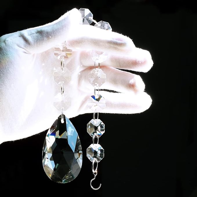 1ft 6pcs Teardrop Crystals Garland, Chandelier Hanging Crystals Beads Chain for Home Wedding Decoration Clear GOLDENHAITAI
