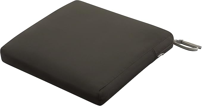 Classic Accessories Ravenna Water-Resistant 19 x 19 x 3 Inch Patio Seat Cushion, Espresso, Chair Seat Cushion