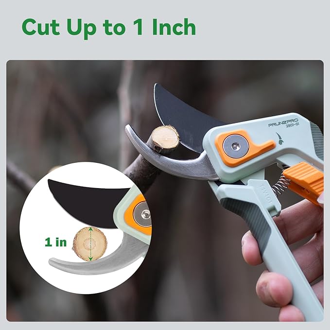 PrunePro 8" Professional Pruning Shears for Gardening Bypass Hand Pruner Stainless Steel Sharp Garden Scissors Plant Flower Rose Garden Clipper - 2 Pack