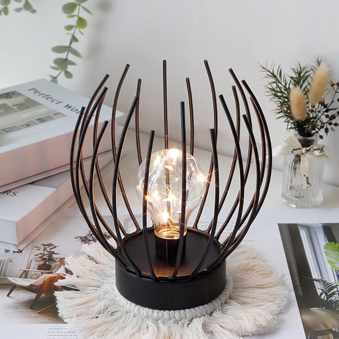 JHY DESIGN Decorative Battery Table Lamp Battery Powered Lights Indoors lamp with LED Bulb Battery Operated Outdoor Lantern Great for Room Decor Parties Patio Events