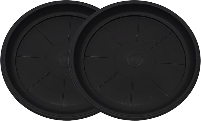 13" Heavy Duty Tray/Saucer (2 Pack) Country Look, Pot/Planter Base for Indoor/Outdoor Decor Use. Long Lasting, Reusable Light Weight (13 inches, Black)