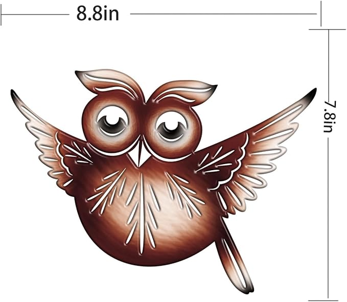 EiGreen Metal Owl Wall Art Decor, Metal Colorful Birds 3D Outdoor Wall decoration,Hanging Ornaments Hand-made cute owl Wall Art Fence Decorations for Living Room Patio Balcony (owl)