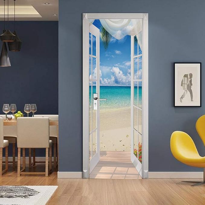 3D Door Stickers Murals - Landscape - Peel and Stick - Waterproof & Washable - Matt Finish - 37.4" x 82.7"
