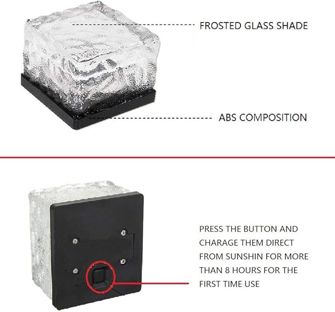 Solar Glass Brick Light - Crystal Brick Stone - Garden Solar Ice Cube Charming Glass Brick Lights Colour Change LED Garden Courtyard Pathway Patio Pool Outdoor Decoration Christmas(RGB 4PCS)