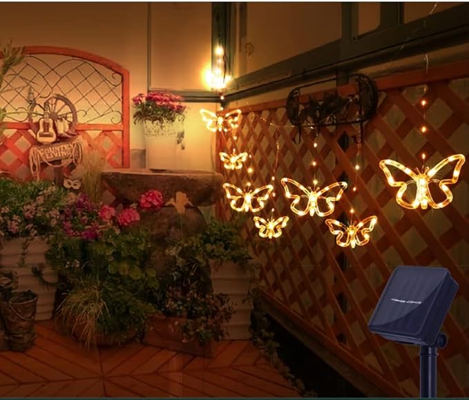 Solar USB String Butterfly Lights Indoor Outdoor 10 LED Fairy Light Decorations for Garden Fence Patio Yard Christmas Tree, Lawn, Patio, Party Decoration (USB Light)