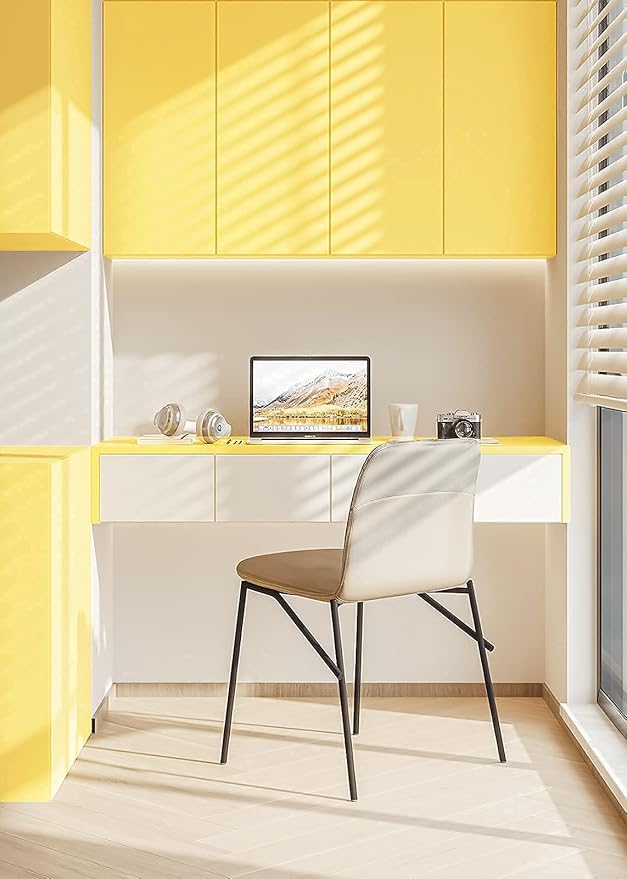 Dimoon 118''x17.7'' Yellow Peel and Stick Wallpaper Contact Paper Modern Self Adhesive Wall Paper Removable Renter Friendly Textured Solid Color Shelf Cabinet Vinyl Roll (118''x17.7'',Yellow)