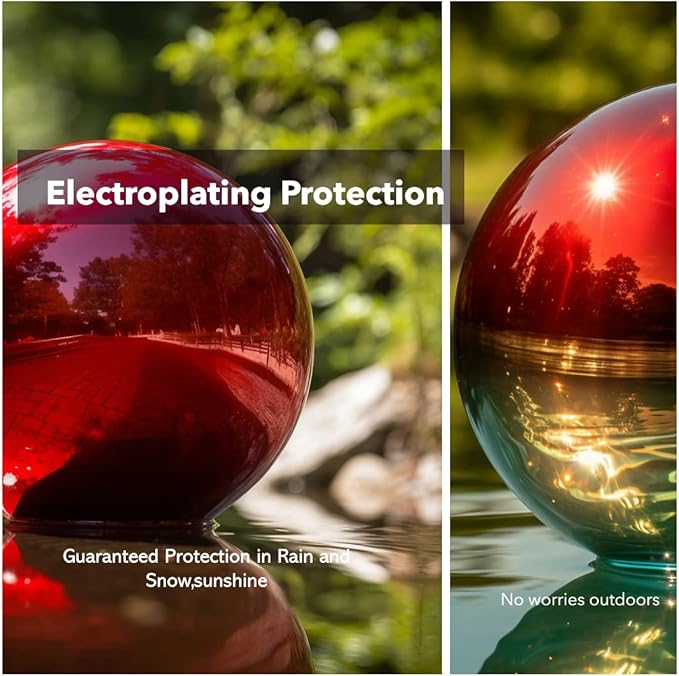 12 Inch Stainless Steel Gazing Globe,v2croft Hollow Ball Mirrored Surface Polished Shiny Sphere,Garden Stainless Steel Gazing Ball for Outdoor Lawn Pond Yard Ornament(red)