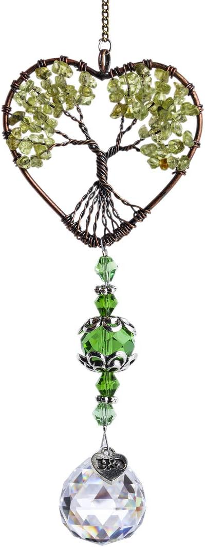 H&D HYALINE & DORA Tree of Life Car Rearview Mirror Hanging Ornament Pendant Accessories Fengshui Suncatcher (Green)