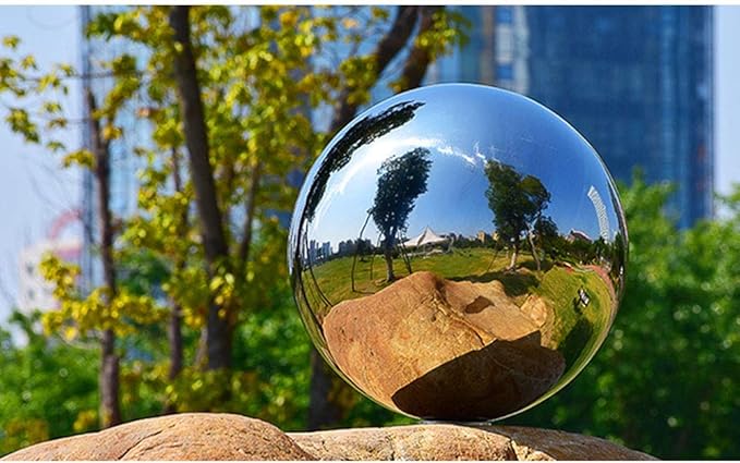 6-15 inch Gazing Globe Mirror Ball,Polished Reflective Smooth Garden Ball Sphere,Colorful and Shiny Addition to Any Garden or Home Decoration,Silver Stainless Steel