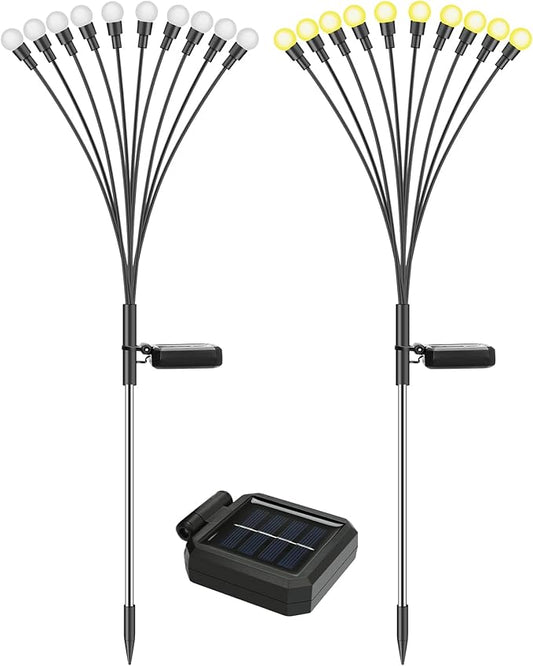 Solar Lights Outdoor (6 Pack-60 LEDs)，Waterproof Garden Fairy Swaying Firefly Lights ，Gifts for Outdoor Decorations，Suitable for Patio, terraces, lawns and Paths