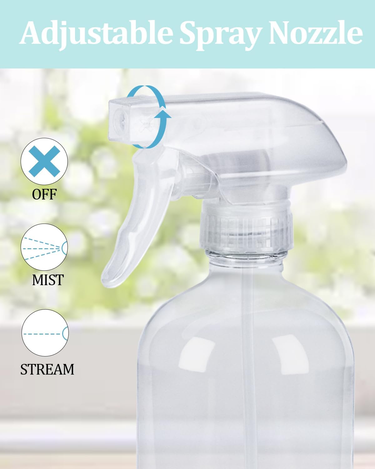 2 Pack 360° Glass Spray Bottles with Silicone Sleeve, 16 oz Empty Refillable Containers with Adjustable Spray Nozzles, Spray Bottles for Hair, Cleaning Solutions and Plants Grey