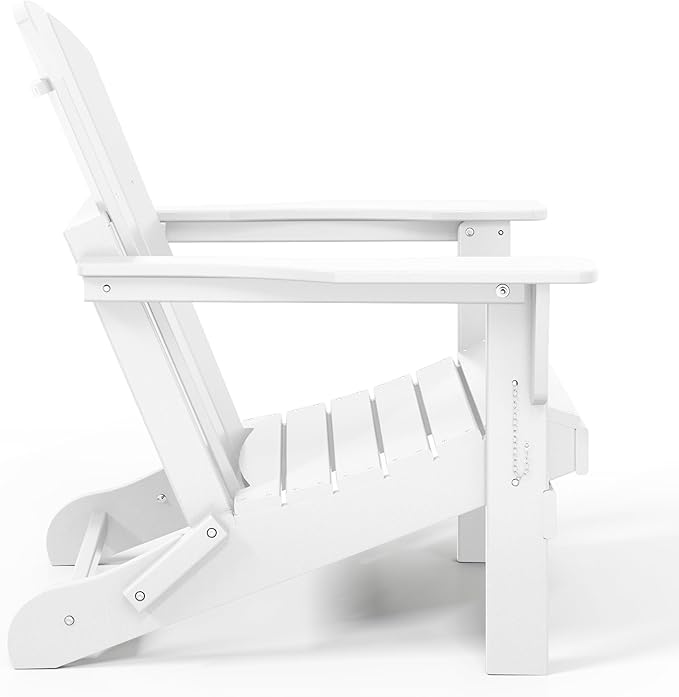 Westin Outdoors Laguna WO Home Furniture Adirondack Chair 4 PC Set Classic Outdoor Patio Folding Chair for Bon Fire Pit Lawn Backyard Beach Plastic Weather-Resistant (White)