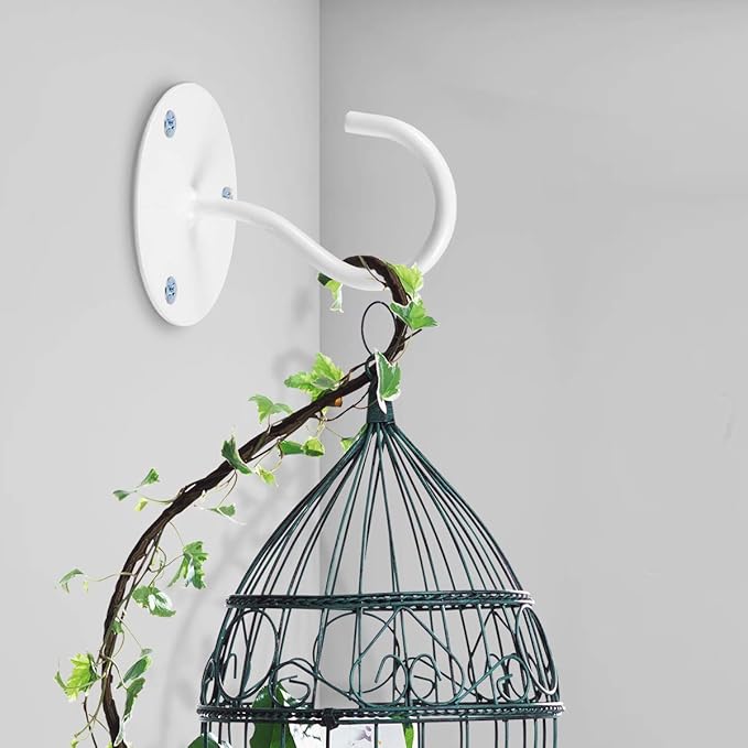 Ceiling Hooks for Hanging Plants - Metal Plant Bracket Iron Wall Mount Lanterns Hangers for Hanging Bird Feeders, Lanterns, Wind Chimes, Planters, Outdoor Decoration Hooks (White)