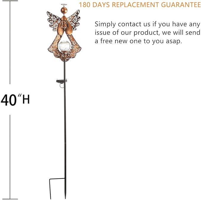 Solar Garden Stake Lights – Metal Angel Solar Warm White LEDs Stake Light Memorial Gift - Solar Angel Lights Perfect as Angel Remembrance Gifts & Sympathy Gifts