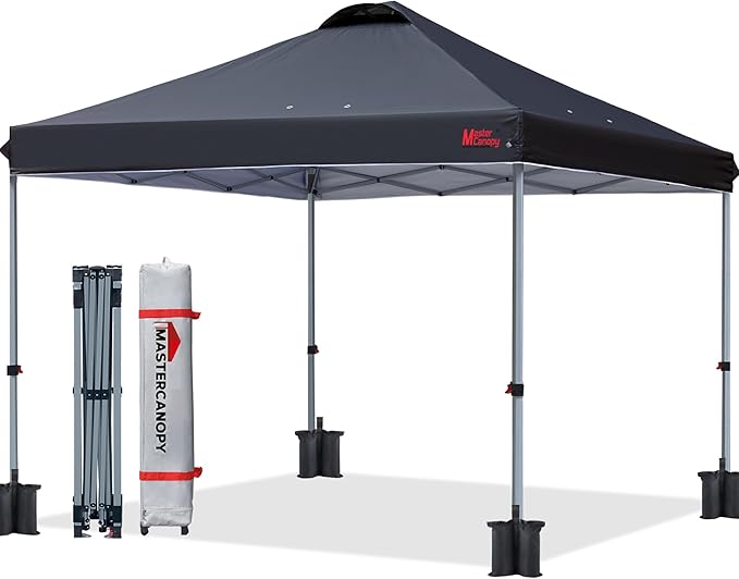 MASTERCANOPY Durable Pop-up Canopy Tent with Roller Bag (Black)