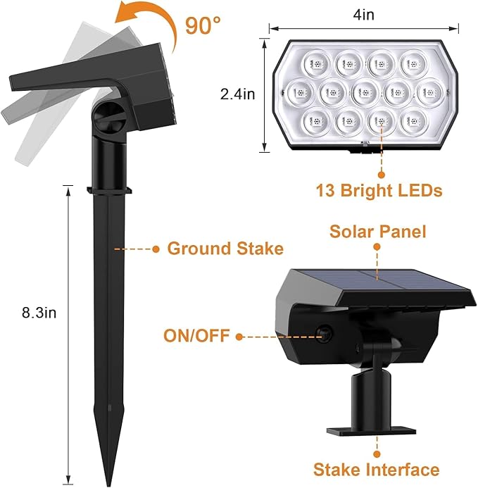 WELALO Solar Color Changing Spot Lights Outdoor, Waterproof Solar Christmas Lights, 7 Modes Multicolor RGB Landscape Spotlights for Garden Yard Driveway Lawn Patio Pathway Easter Decorations, 6 Pack