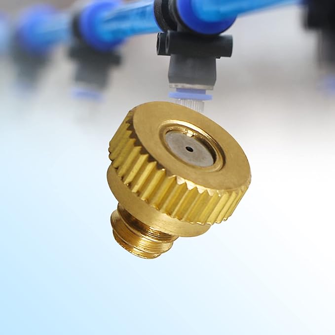 Aopin G 3/16 Brass Misting Nozzles 0.8mm / 0.03" Orifice Atomizing Mister Sprayer Nozzle Suitable For Outdoor Cooling,Garden Irrigation,Fountain, Crop Nutrient Injection, Greenhouse 8 Pcs