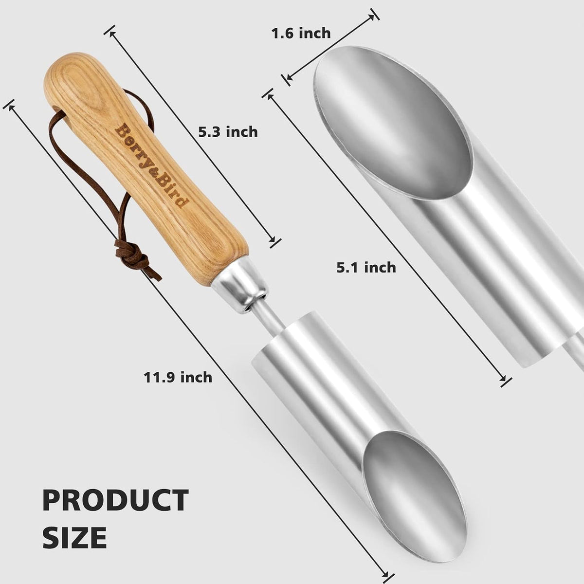 Bulb Planter Tool, 12" Seed Planter Tool Dibber Garden Tool Stainless Steel Hand Hole Digger with Wooden Handle, Garden Bulb Transplanting Dibble Tool for Seed Planting & Flower Planter