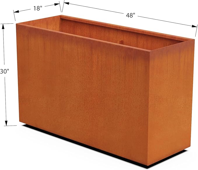 Corten Steel Planter Rectangle Outdoor Metal Garden Box Heavy Duty | Made in USA | Fully Assembled
